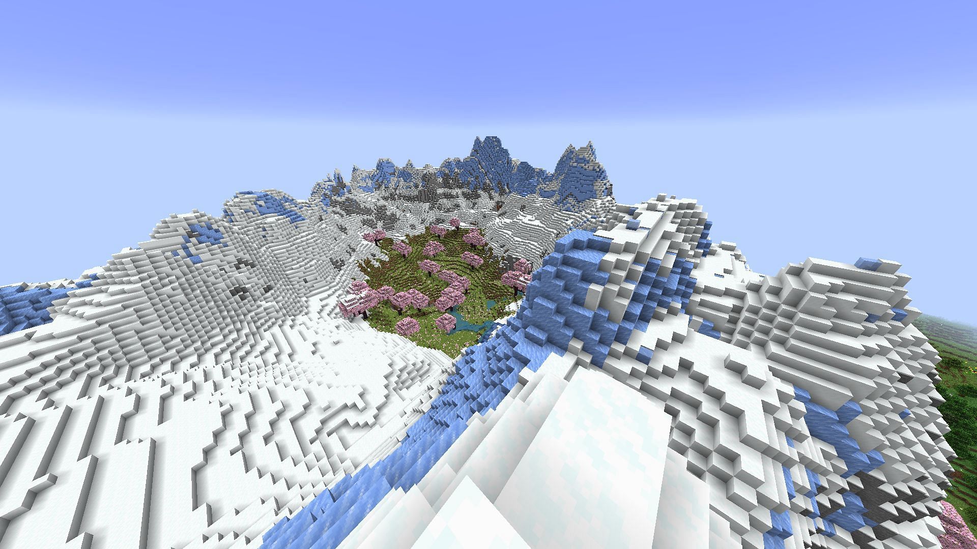 A cherry blossom valley (Image via Mojang)